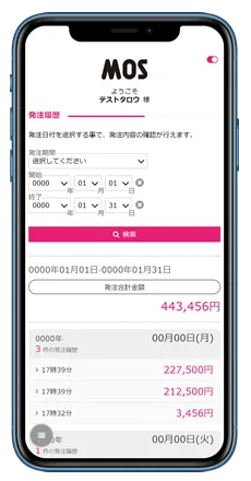 月度発注合計金額表示機能